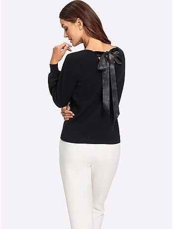 Pull En Tricot Fin Encolure Dégagée Au Dos - Taille Standard - Helline