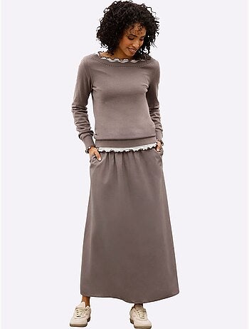 Pull En Tricot Fin Encolure En U Féminine - Taille Standard - Helline