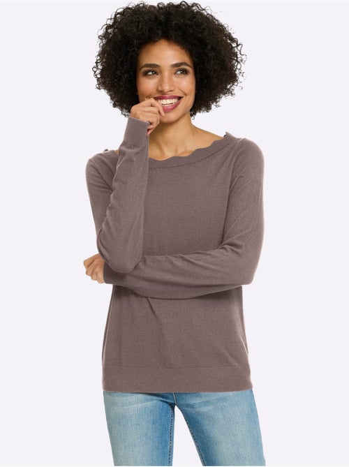 Pull En Tricot Fin Encolure En U Féminine - Taille Standard - Helline - Kiabi