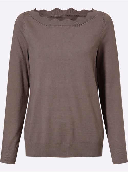 Pull En Tricot Fin Encolure En U Féminine - Taille Standard - Helline - Kiabi