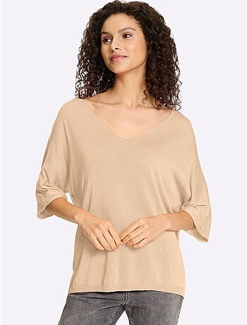 Pull En Tricot Fin Encolure En V Affinante - Taille Standard - Helline