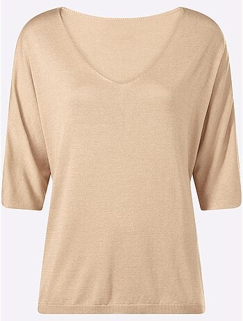 Pull En Tricot Fin Encolure En V Affinante - Taille Standard - Helline