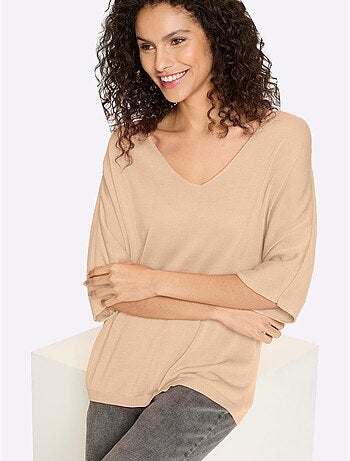 Pull En Tricot Fin Encolure En V Affinante - Taille Standard - Helline