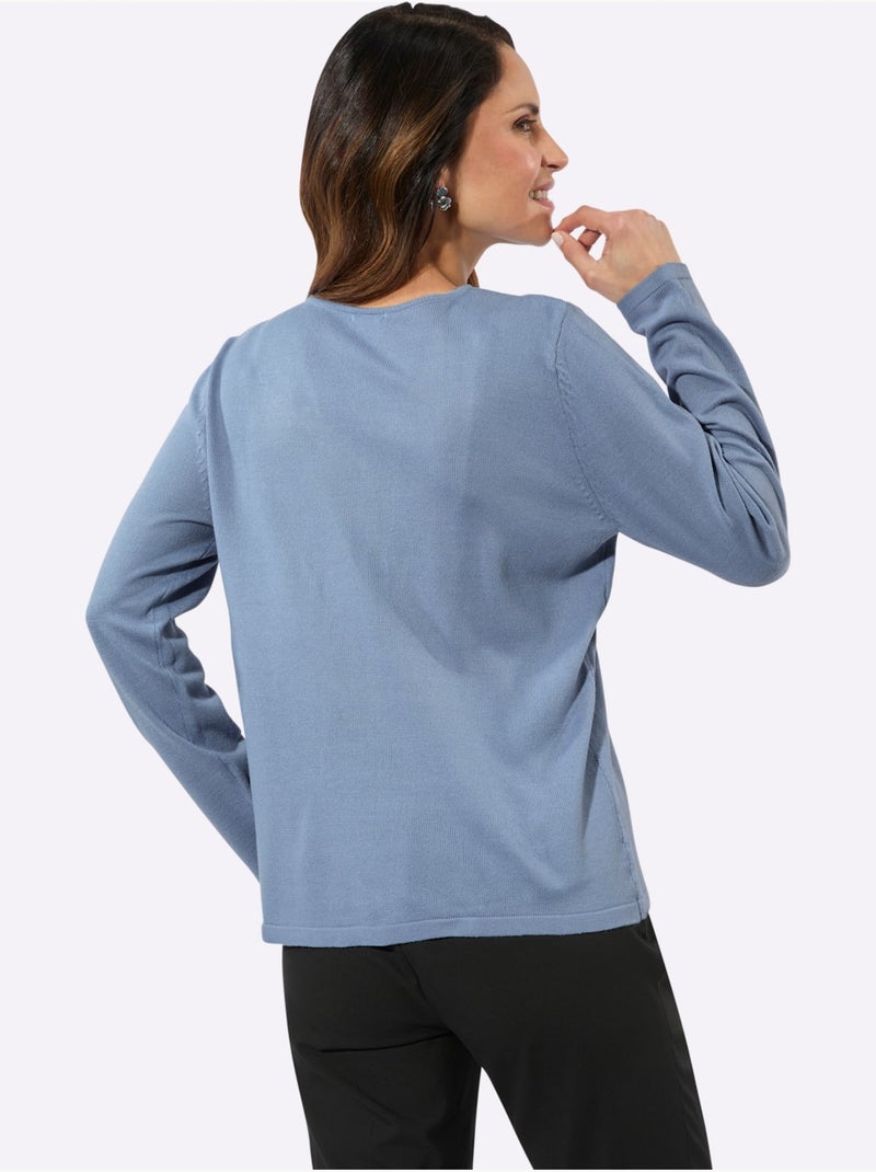 Pull En Tricot Fin Facile D'entretien, Indéformable, Durable - Taille Standard - Witt Bleu - Kiabi