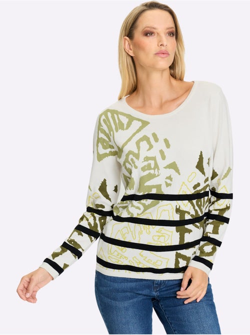 Pull En Tricot Fin Imprimé Assorti - Taille Standard - helline - Kiabi