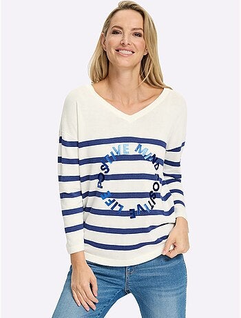 Pull En Tricot Fin Inscription Brillante - Taille Standard - Helline
