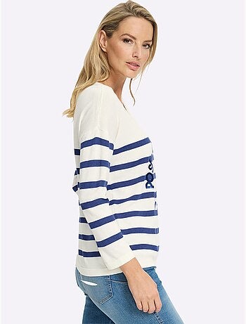 Pull En Tricot Fin Inscription Brillante - Taille Standard - Helline