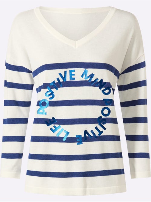 Pull En Tricot Fin Inscription Brillante - Taille Standard - Helline - Kiabi Pull En Tricot Fin Inscription Brillante - Taille Standard - Helline - Kiabi