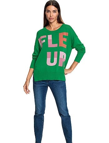 Pull En Tricot Fin Inscription Tendance - Taille Standard - helline