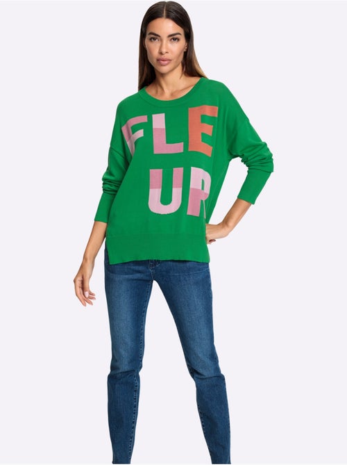 Pull En Tricot Fin Inscription Tendance - Taille Standard - helline - Kiabi