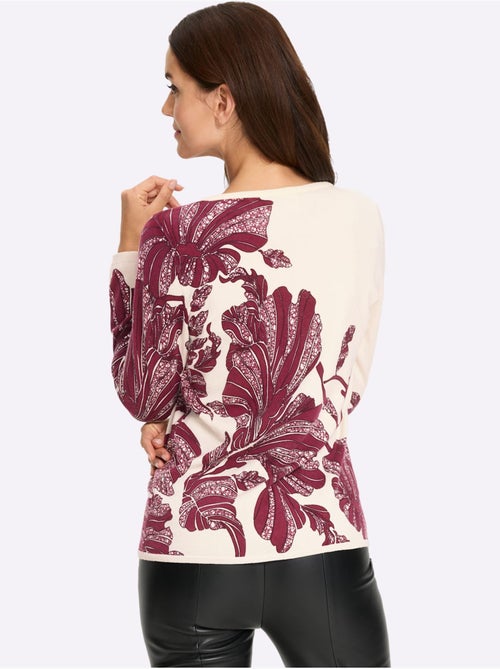 Pull en tricot fin joli imprimé feuilles - taille standard - helline - Kiabi Pull en tricot fin joli imprimé feuilles - taille standard - helline - Kiabi