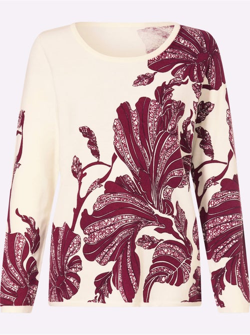 Pull en tricot fin joli imprimé feuilles - taille standard - helline - Kiabi Pull en tricot fin joli imprimé feuilles - taille standard - helline - Kiabi