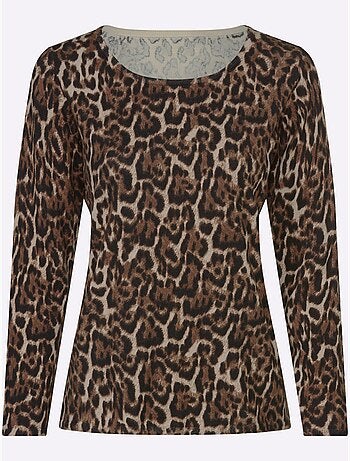 Pull En Tricot Fin Joli Motif Léopard - Taille Standard - Helline