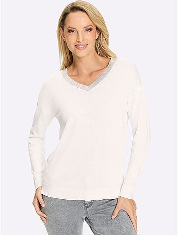Pull En Tricot Fin Jolies Pierres Brillantes Fantaisie - Taille Standard - Helline