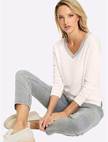 Pull En Tricot Fin Jolies Pierres Brillantes Fantaisie - Taille Standard - Helline