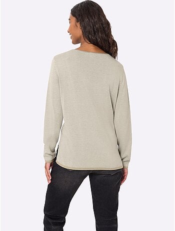 Pull En Tricot Fin Jolis Coloris Contrastés - Taille Standard - Helline