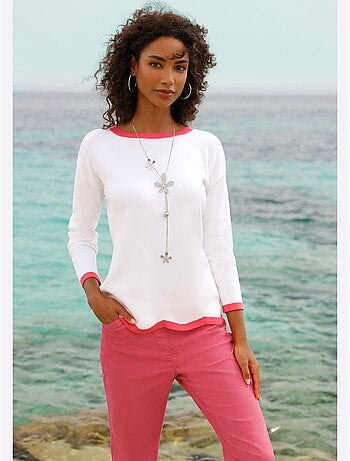 Pull en tricot fin jolis contrastes - taille standard - helline