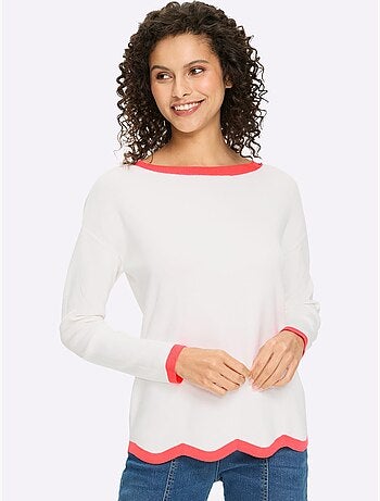 Pull en tricot fin jolis contrastes - taille standard - helline