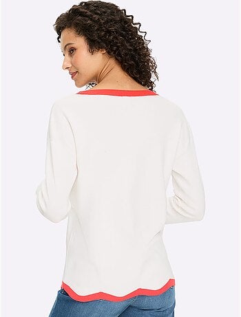 Pull en tricot fin jolis contrastes - taille standard - helline