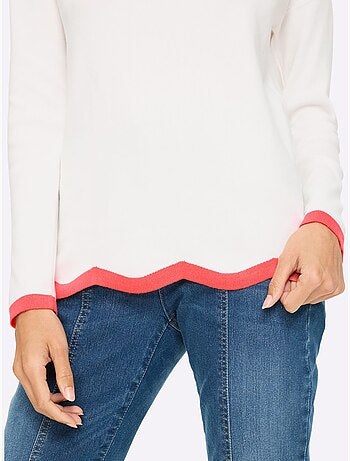 Pull en tricot fin jolis contrastes - taille standard - helline