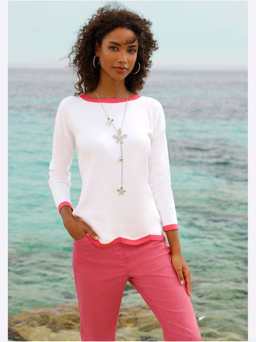Pull en tricot fin jolis contrastes - taille standard - helline - Kiabi Pull en tricot fin jolis contrastes - taille standard - helline - Kiabi