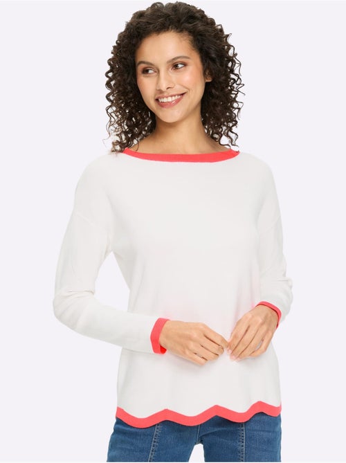 Pull en tricot fin jolis contrastes - taille standard - helline - Kiabi Pull en tricot fin jolis contrastes - taille standard - helline - Kiabi