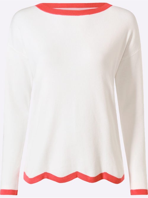 Pull en tricot fin jolis contrastes - taille standard - helline - Kiabi Pull en tricot fin jolis contrastes - taille standard - helline - Kiabi
