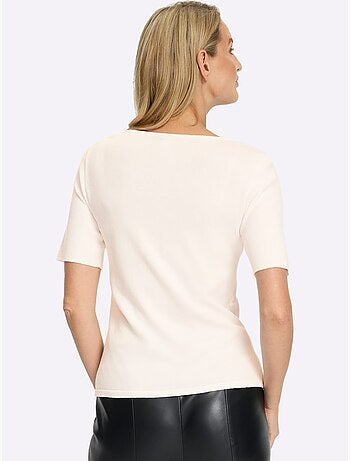 Pull En Tricot Fin Jolis Détails à L'encolure - Taille Standard - Helline