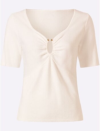 Pull En Tricot Fin Jolis Détails à L'encolure - Taille Standard - Helline