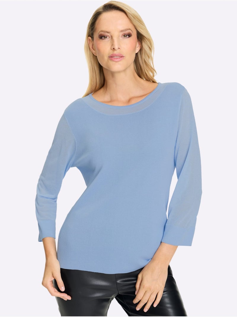 Pull En Tricot Fin Look Moderne - Taille Standard - Helline Bleu ciel - Kiabi