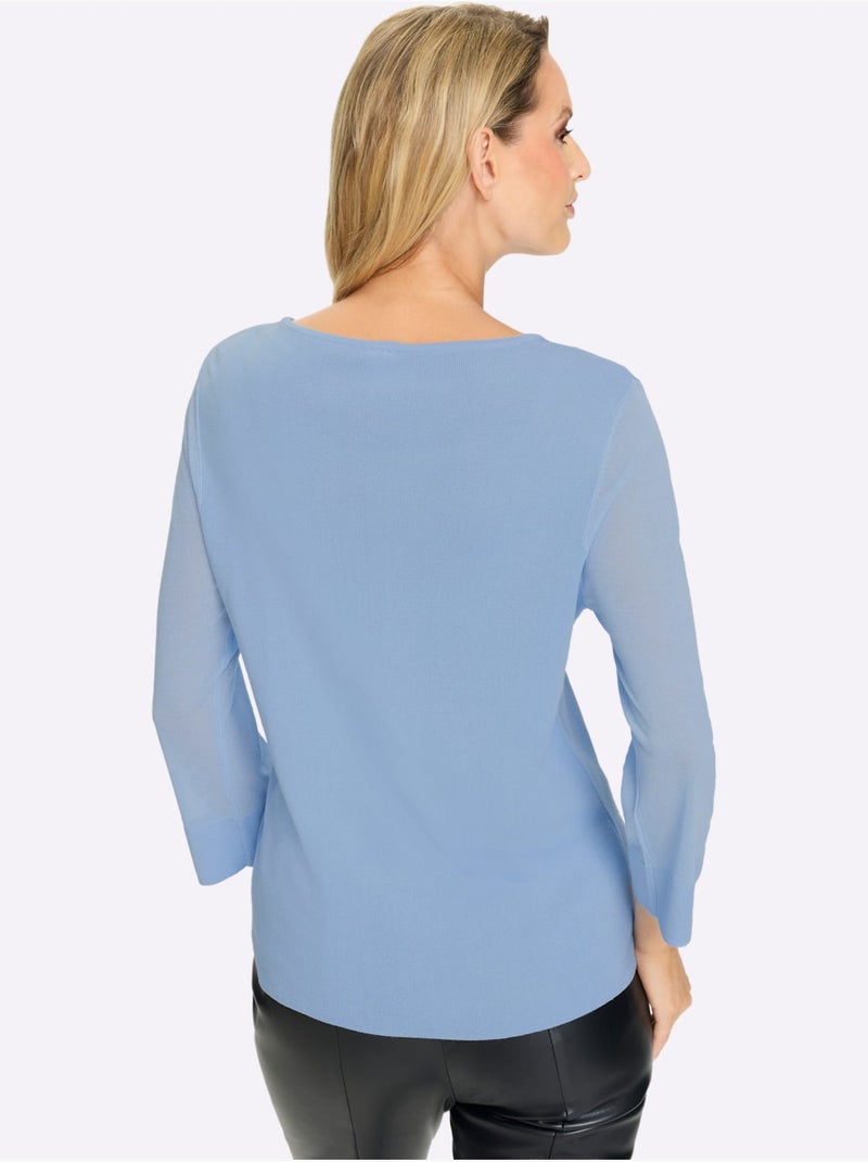 Pull En Tricot Fin Look Moderne - Taille Standard - Helline Bleu ciel - Kiabi