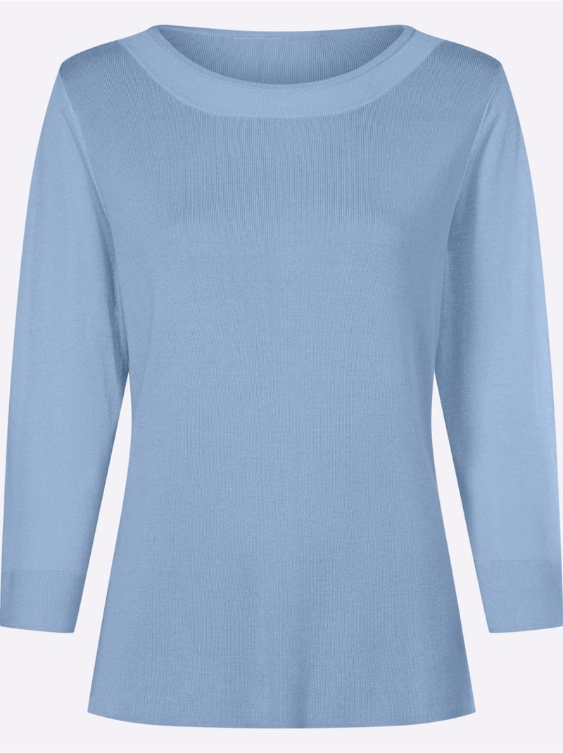 Pull En Tricot Fin Look Moderne - Taille Standard - Helline Bleu ciel - Kiabi