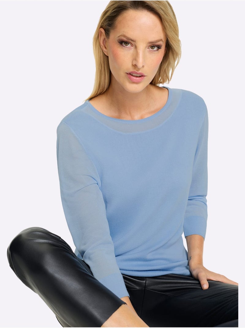 Pull En Tricot Fin Look Moderne - Taille Standard - Helline Bleu ciel - Kiabi