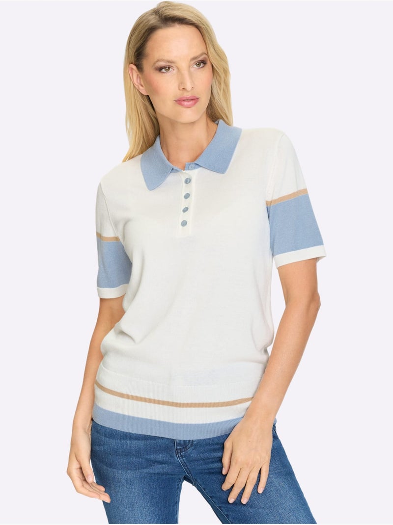 Pull En Tricot Fin Motif à Rayures Mode - Taille Standard - Helline Ecru - Kiabi