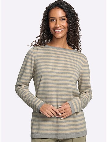 Pull en tricot fin motif à rayures tendance - taille standard - helline