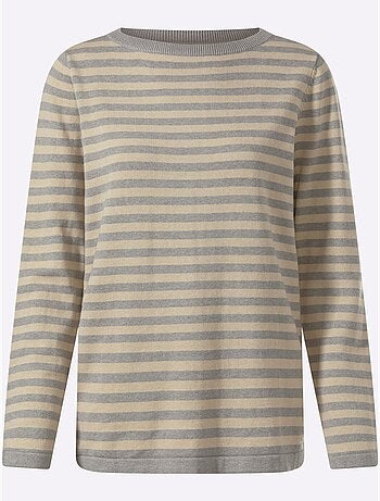Pull en tricot fin motif à rayures tendance - taille standard - helline