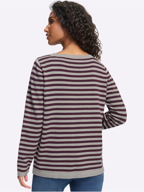 Pull en tricot fin motif à rayures tendance - taille standard - helline - Kiabi Pull en tricot fin motif à rayures tendance - taille standard - helline - Kiabi
