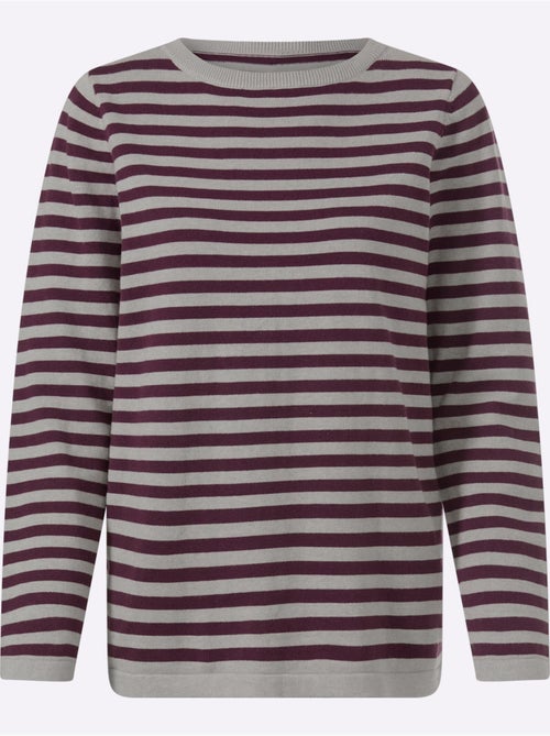 Pull en tricot fin motif à rayures tendance - taille standard - helline - Kiabi Pull en tricot fin motif à rayures tendance - taille standard - helline - Kiabi