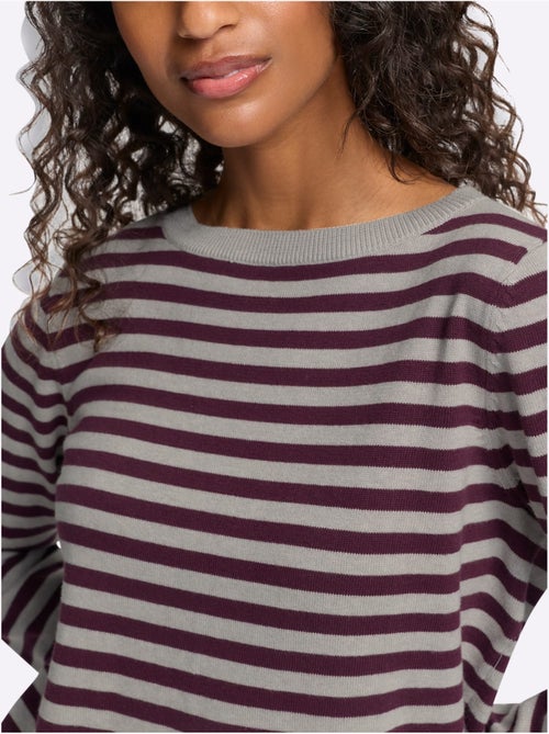 Pull en tricot fin motif à rayures tendance - taille standard - helline - Kiabi Pull en tricot fin motif à rayures tendance - taille standard - helline - Kiabi