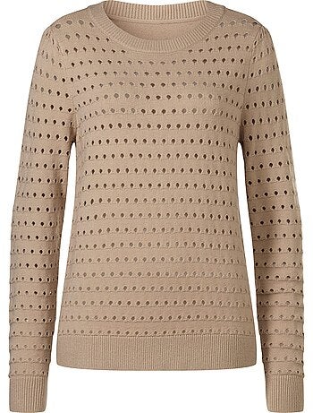 Pull En Tricot Fin Motif Ajouré Légèrement Transparent - Taille Standard - helline