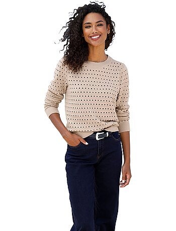 Pull En Tricot Fin Motif Ajouré Légèrement Transparent - Taille Standard - helline