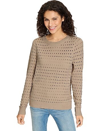 Pull En Tricot Fin Motif Ajouré Légèrement Transparent - Taille Standard - helline