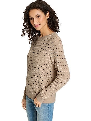 Pull En Tricot Fin Motif Ajouré Légèrement Transparent - Taille Standard - helline