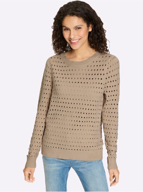 Pull En Tricot Fin Motif Ajouré Légèrement Transparent - Taille Standard - helline - Kiabi