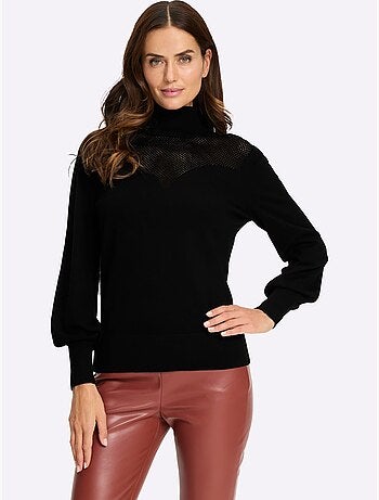 Pull En Tricot Fin Motif Ajouré Transparent Discret - Taille Standard - Helline
