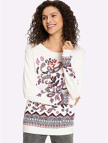 Pull En Tricot Fin Motif Imprimé Exclusif - Taille Standard - Helline