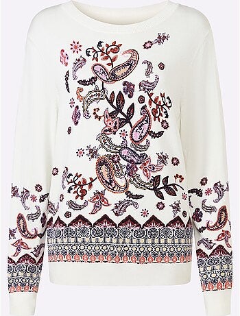 Pull En Tricot Fin Motif Imprimé Exclusif - Taille Standard - Helline