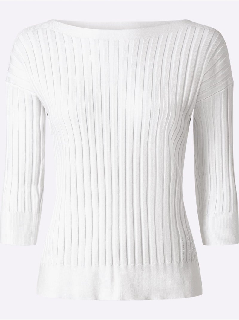 Pull En Tricot Fin Petites Pierres Brillantes Fantaisie - Taille Standard - Helline Ecru - Kiabi