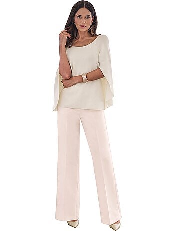 Pull En Tricot Fin Poncho Avec Bas Cousu - Taille Standard - helline