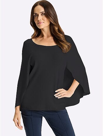 Pull En Tricot Fin Poncho Avec Bas Cousu - Taille Standard - Helline